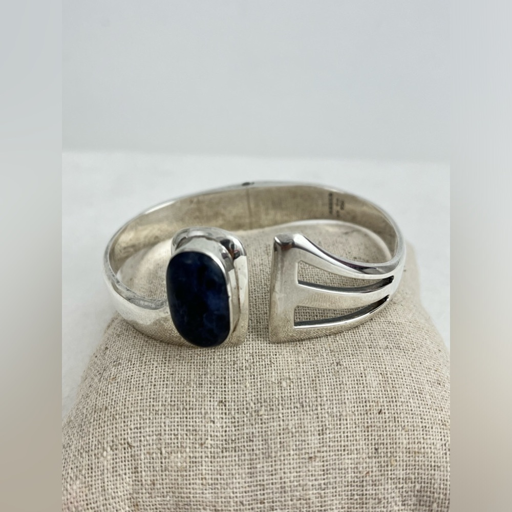 Sterling silver lapis lazuli cuff bracelet